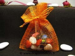 Sac à dragées pas cher pour mariage baptême et communion Orange