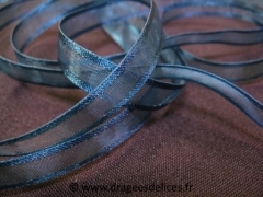 Ruban organza bordé satin  Bleu marine