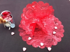 Tulle pour dragées en intissé imprimé fleurs de rosier Rouge