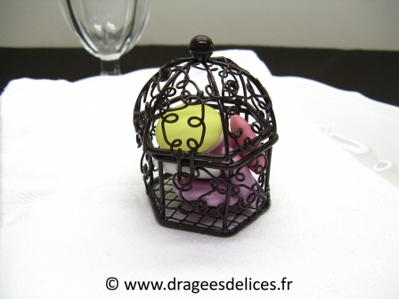 Cage métallique pour mariage baptême et communion en fin de série : Cage métallique chocolat pour mariage baptême et communion en fin de série