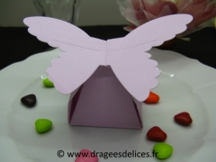 Lot de 15 boites à dragées papillon grand modèle pour baptême Lilas