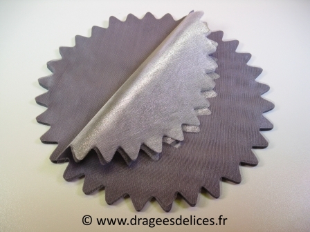 Voile brillant bicolore pour mariage baptême et communion : Voile original bicolore parme et argent pour vos dragées