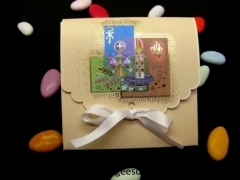 Pochette pour dragées de communion bougie et épis de blé 