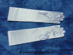 Gants en satin mi long Blanc