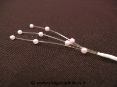 Tiges de 3 brins de perles de couleur pour décoration et scrapbooking Rose