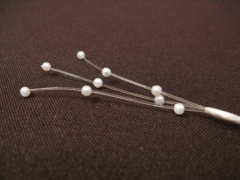 Tiges de 3 brins de perles de couleur pour décoration et scrapbooking Blanc