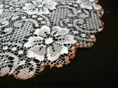 Tulle pour dragées en dentelle fleur bord teinté Orange