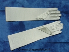 Gants en satin mi long Ivoire