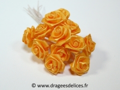 Fleur mini rosette ourlée pour décorations de tulles et boites de dragées Jaune mimosa
