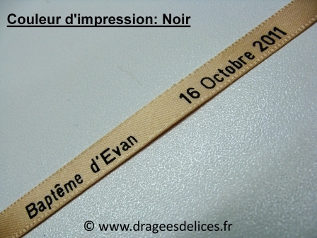 Ruban souvenir en satin imprimé