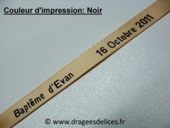 Ruban souvenir en satin imprimé Saumon
