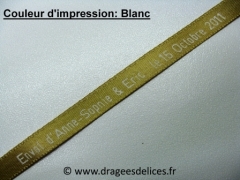 Bracelet souvenir en satin imprimé Vieil or