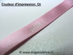 Ruban souvenir en satin imprimé Rose