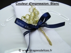 Ruban souvenir en satin imprimé Bleu marine