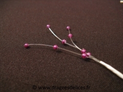 Tiges de 3 brins de perles de couleur pour décoration et scrapbooking Violet