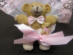 Nounours garçon ou fille en résine pour décoration de baptême 