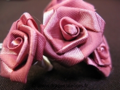 Grosse rosette ourlée pour mariage, baptême et communion Vieux rose
