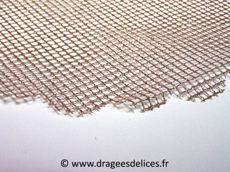 Tulle en résille or avec bord festonné  : Détail de la résille