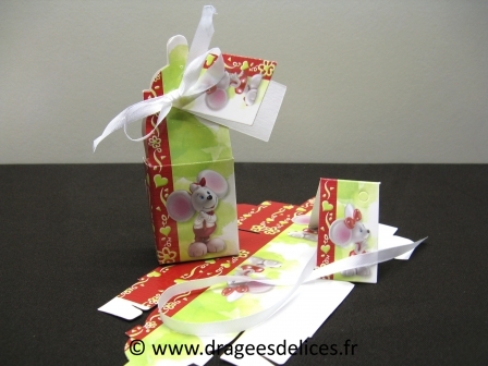 Boite biberon mimi souris pour dragées de baptême