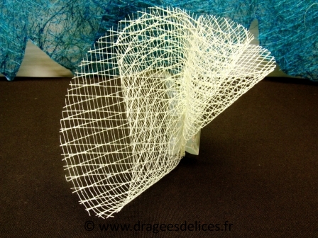 Tulle rond maille pour mariage baptême et communion : Rond à dragées maillé ivoire