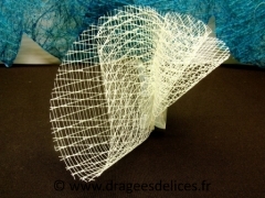 Tulle rond maille pour mariage baptême et communion Ivoire