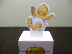 Cube en carton fruit d`amour pour dragées de baptême 