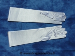 Gants en satin long Blanc