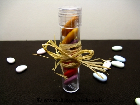 Tube à dragées en plexiglass : Tube en plexiglass à garnir de dragées