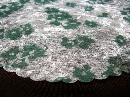Tulle à dragées en intissé imprimé fleurs : Rond à dragées vert foncé