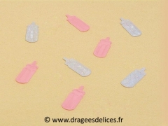 Confettis de table biberon Rose