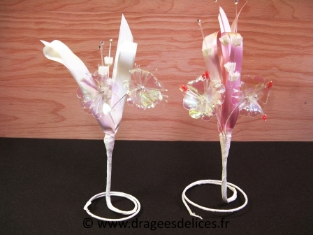 Lot de 5 bouquets sur pied Madeleine pour déco de table