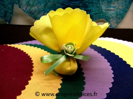 Lot de 10 tulles à dragées en coton bordeaux
