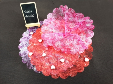 Tulle pour dragées en intissé imprimé fleurs de rosier