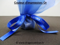 Ruban souvenir en satin imprimé Bleu royal