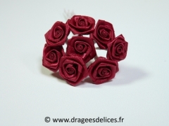 Fleur mini rosette ourlée pour décorations de tulles et boites de dragées Bordeaux