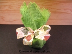 Lot de 14 tulles carré en toile de jute pour thème nature Vert mousse