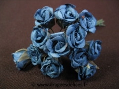 Bouton de rose en papier pour décoration de tulle et boite de dragées Bleu marine