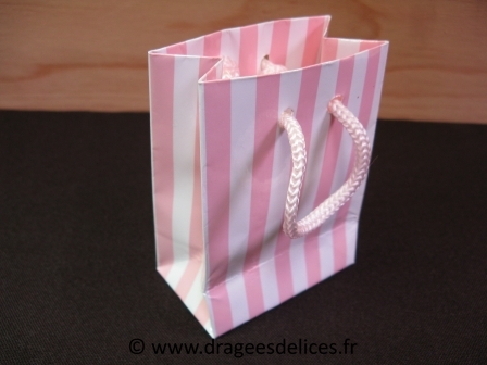 Sac vis ta vie à garnir de dragées pour baptême fille : Sac vis ta vie rose à garnir de dragées pour baptême fille