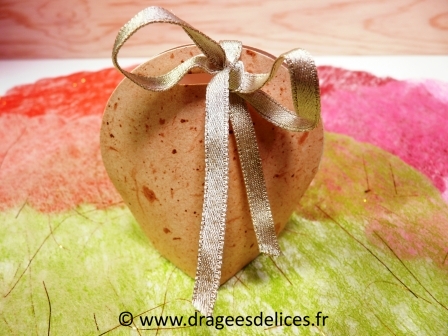 Boite dragées imitation parchemin pour mariage baptême et communion : Boite dragées en carton mariage, baptême, communion
