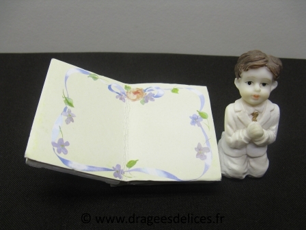 Sujet communiant ou communiante original avec bible : Sujet communiant garçon avec bible, cadeaux parrain marraine