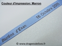 Bracelet souvenir en satin imprimé Bleu ciel