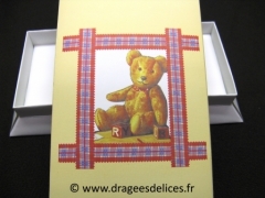 Boite rectangulaire pour baptême nounours Alfred en promo 