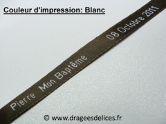 Ruban souvenir en satin imprimé Chocolat