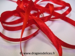 Ruban satin unis Rouge