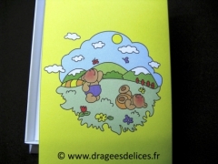Boite rectangulaire pour baptême nounours rêveur 