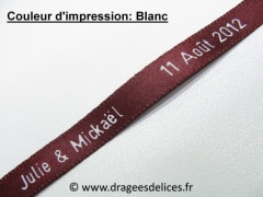 Ruban souvenir en satin imprimé Bordeaux