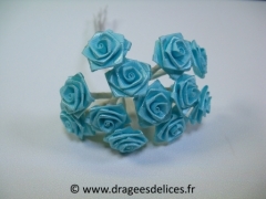 Fleur mini rosette ourlée pour décorations de tulles et boites de dragées Turquoise