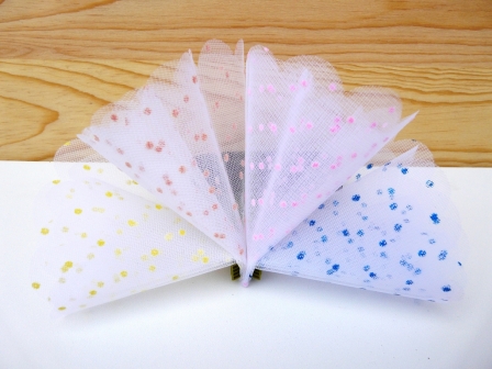 Lot de 10 tulles floqué plumetis pour dragées : Lot de tulles pas cher plumetis bleu