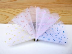 Lot de 10 tulles floqué plumetis pour dragées Bleu