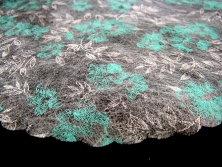 Tulle à dragées en intissé imprimé fleurs : Rond à dragées vert menthe